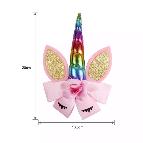 White unicorn bow hair clip - Picture 3 of 3
